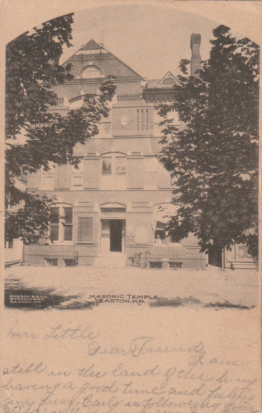 Easton MD    Masonic Temple   1906    Pub. by Robson Bros., Easton, Maryland