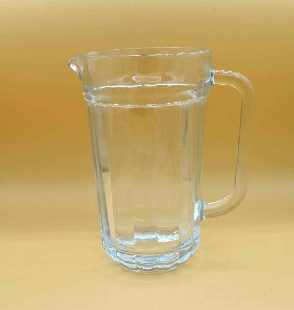 Vintage Heavy Clear Glass Pitcher 9