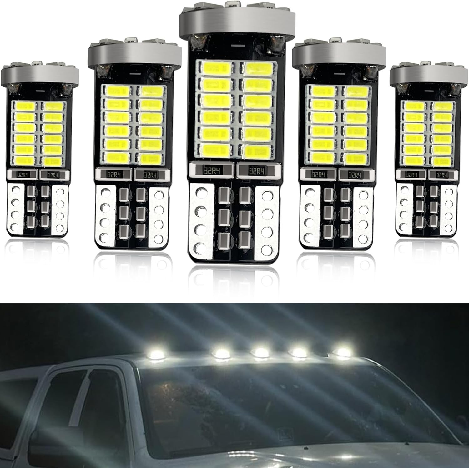 LED Roof Cab Marker Lights Bulbs for Dodge 2000-2024 Ram White LED Lighting