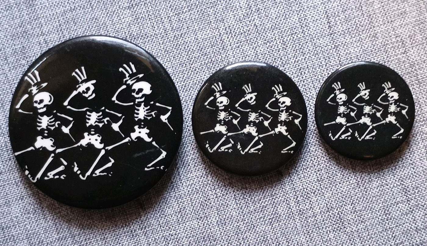 Grateful Dead, Lot of (3) Pinback Buttons of Dancing Skeletons
