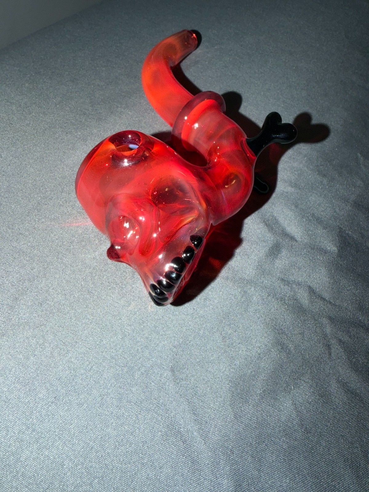 Heady American Glass Art - Warwick Glass Skull Sherlock Pipe