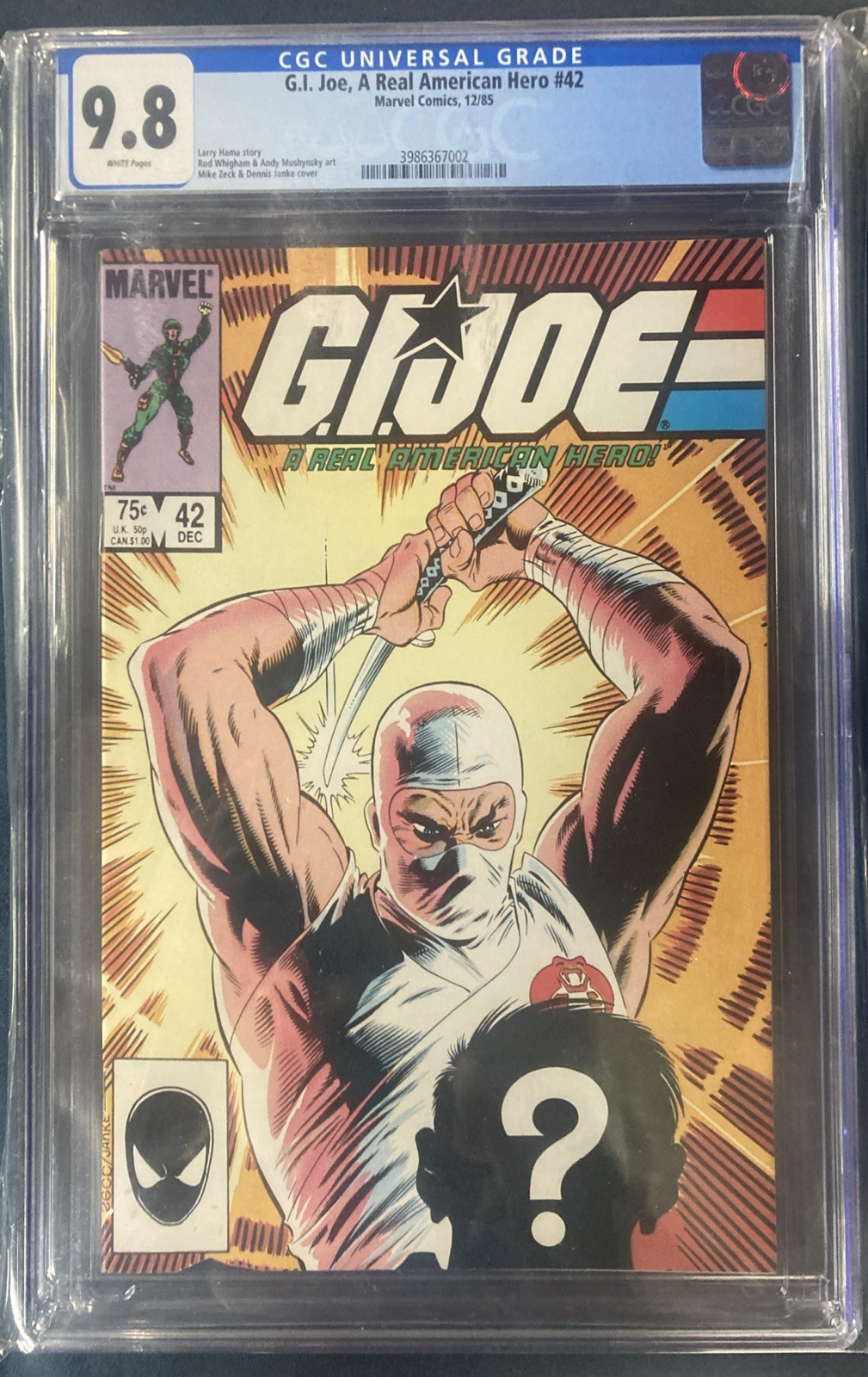 G.I. JOE, A REAL AMERICAN HERO #42  CGC 9.8 WP  (Marvel Comics 1985)  Hama Zeck