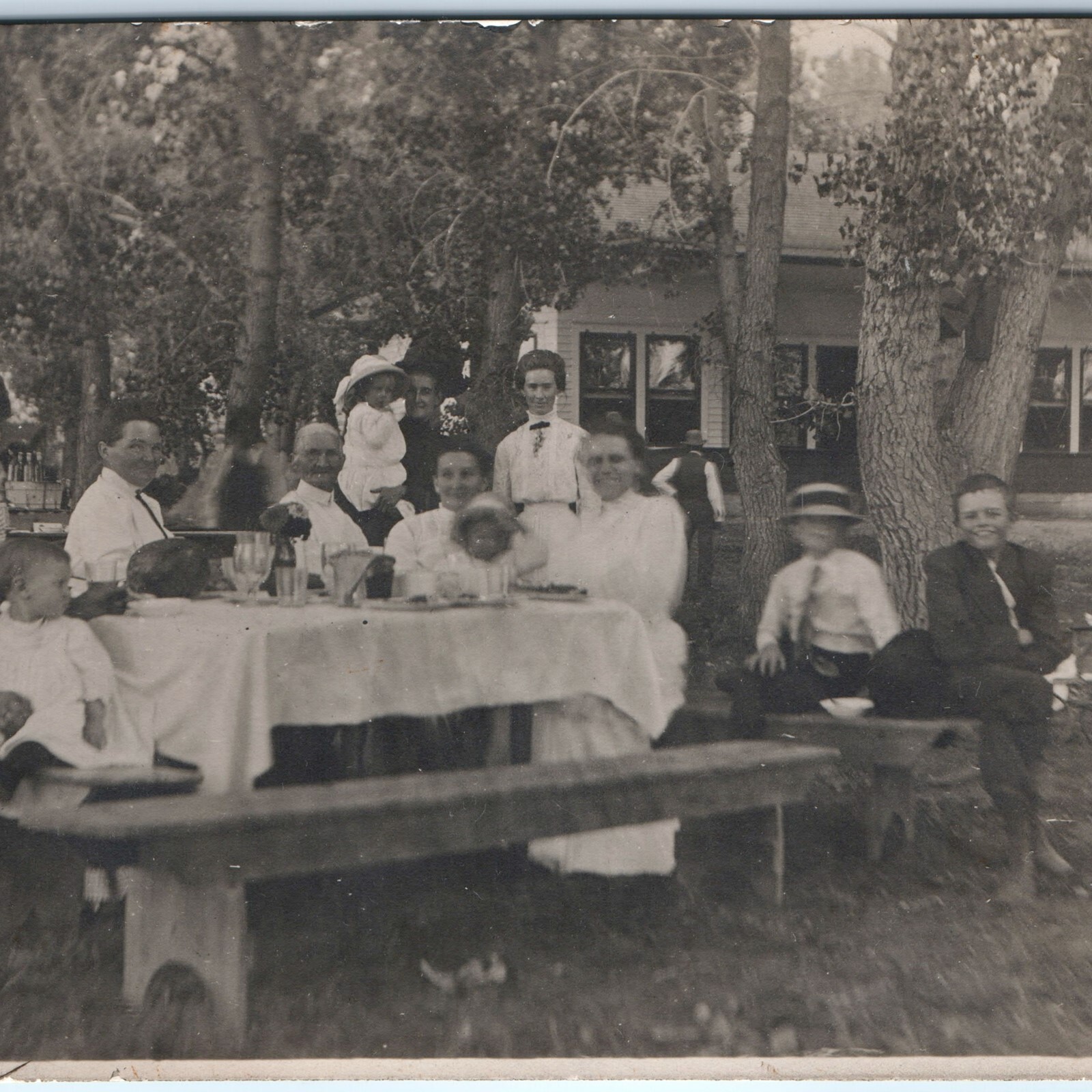c1910s Outdoor Family Picnic RPPC Antique Real Photo Postcard Women Children c1910s Outdoor Family Picnic RPPC Antique Real Photo Postcard Women Children