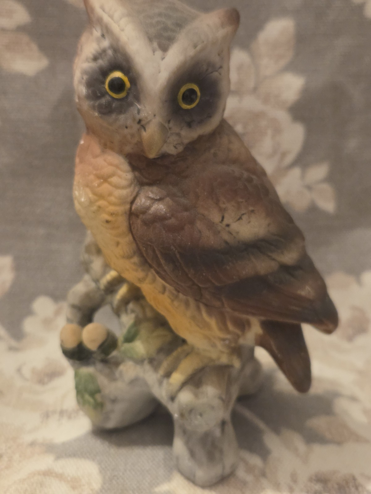 Vintage70s Made in Japan Hand Painted Horned Owl Figurine #KW121 Lefton 4.5\
