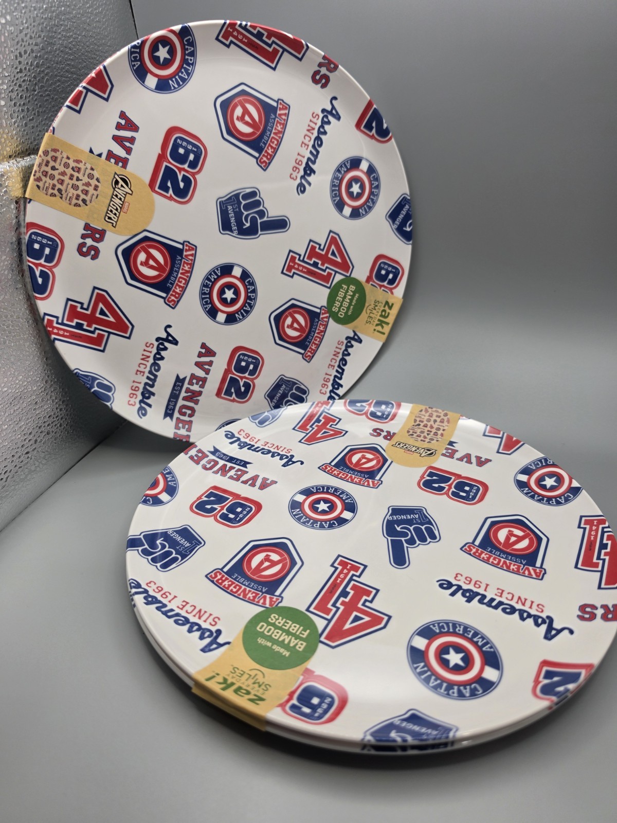 Zak Marvel Avengers Bamboo Fiber Dinner Plates 10” Set of 4 Captain America