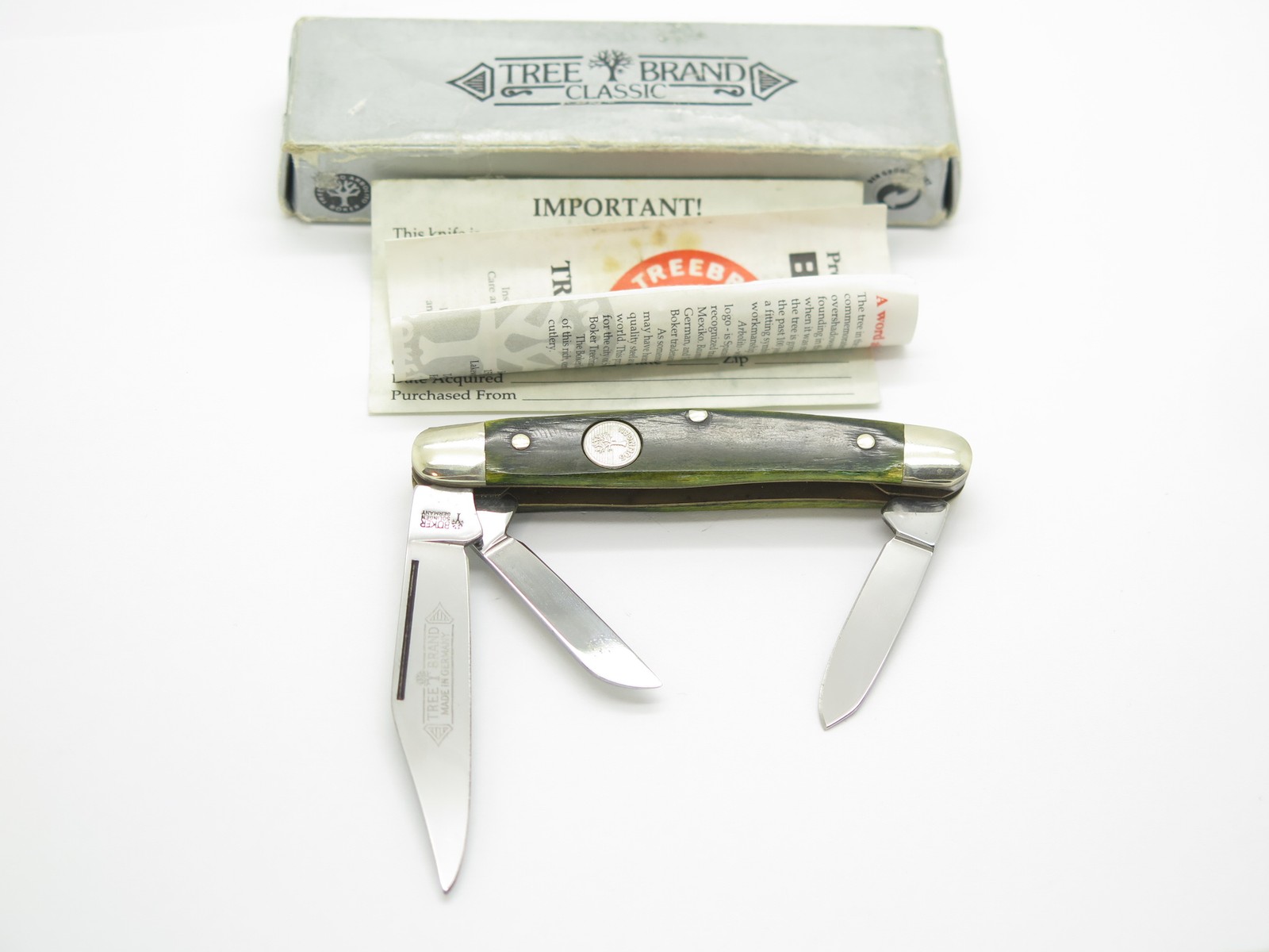 Vintage Boker USA Tree Brand 4610 Wood Handle Stockman Folding Pocket Knife