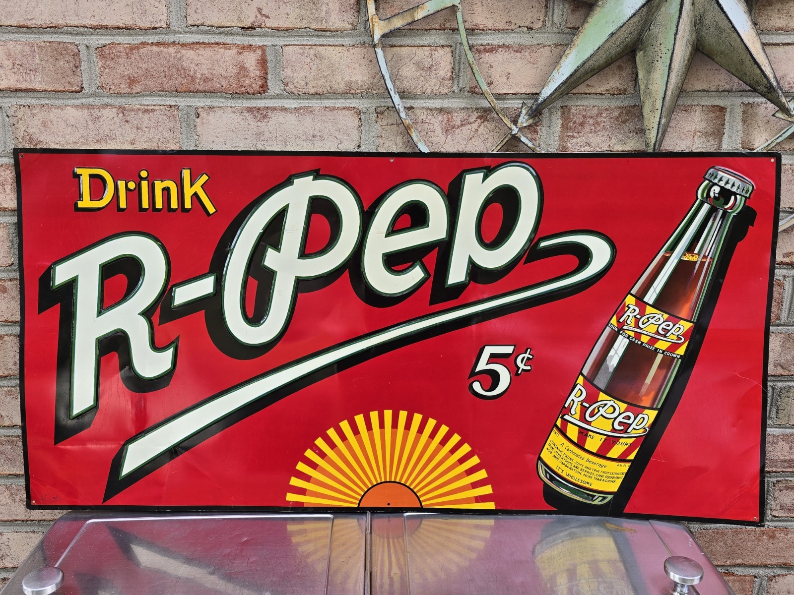 Early 40\'s Drink R Pep Tin Sign 35.5\