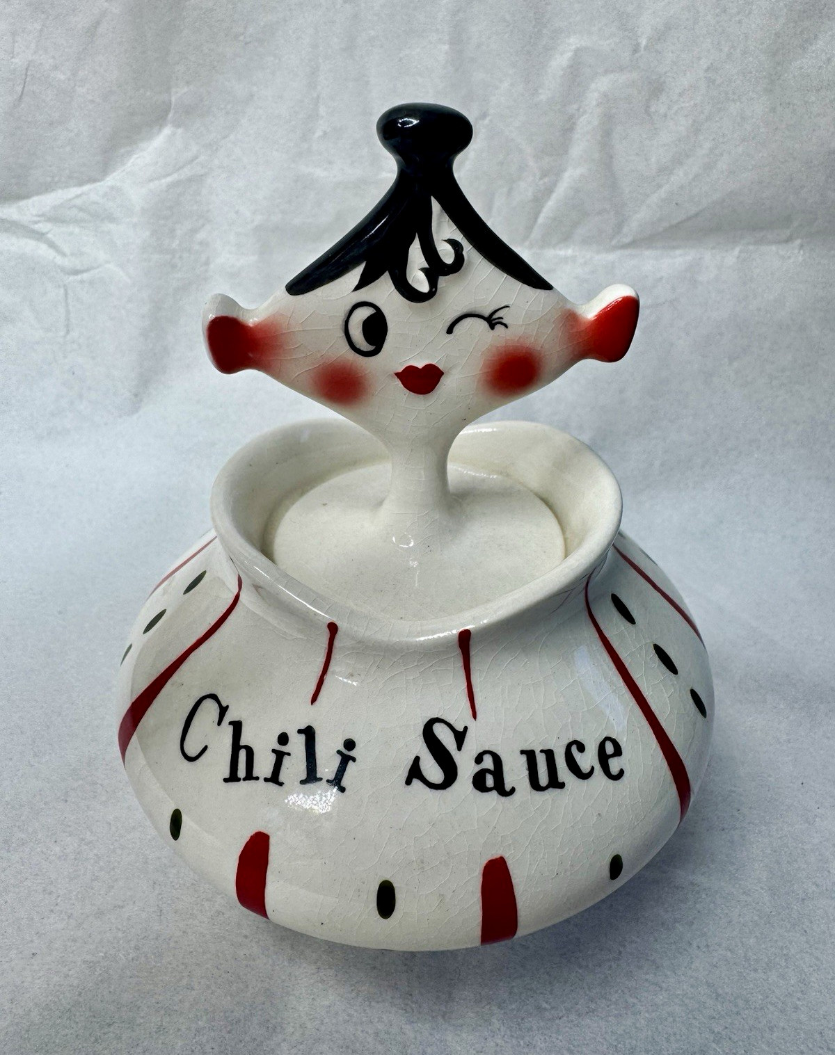Holt Howard Vintage 1959 Chili Sauce Pixieware Canister Jar W Lid