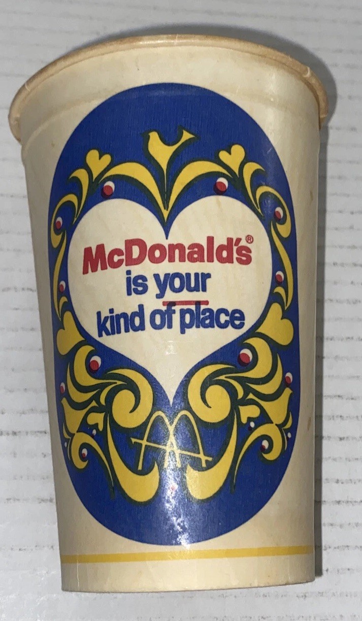 Vintage 1960s McDonald\'s Paper Cup Your Kind Of Place Sweetheart Baltimore MD