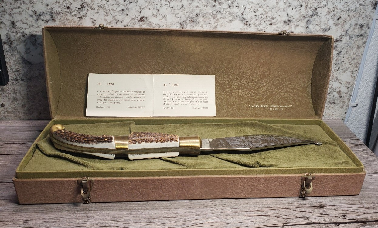 Coltellerie Lepre Millenario di Maniago 1981 Limited Knife #423/1000 Italy Bone