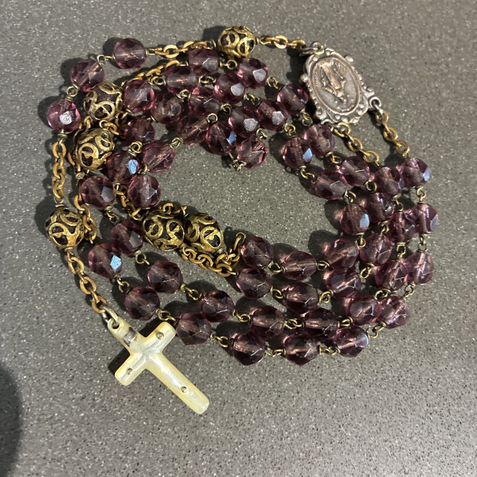 ANTIQUE ART DECO CZECH ITALIAN RELIGIOUS CATHOLIC ROSARY BEADS 1920s