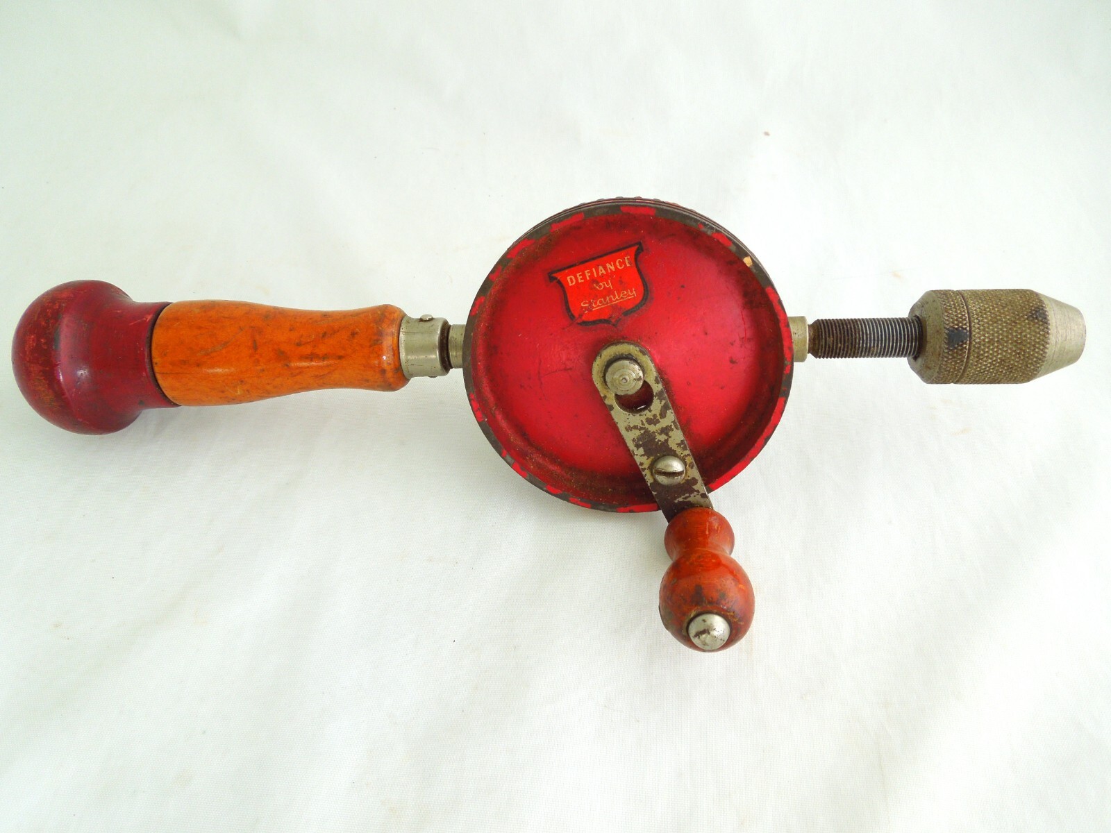 VINTAGE DEFIANCE BY STANLEY 1221 HAND CRANK DRILL EGG BEATER MADE IN USA