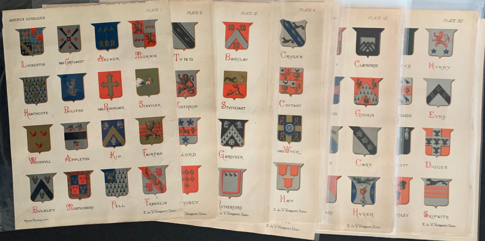 1886 American Heraldry Plates- 17 Color Chromo Plates of American Coats of Arms