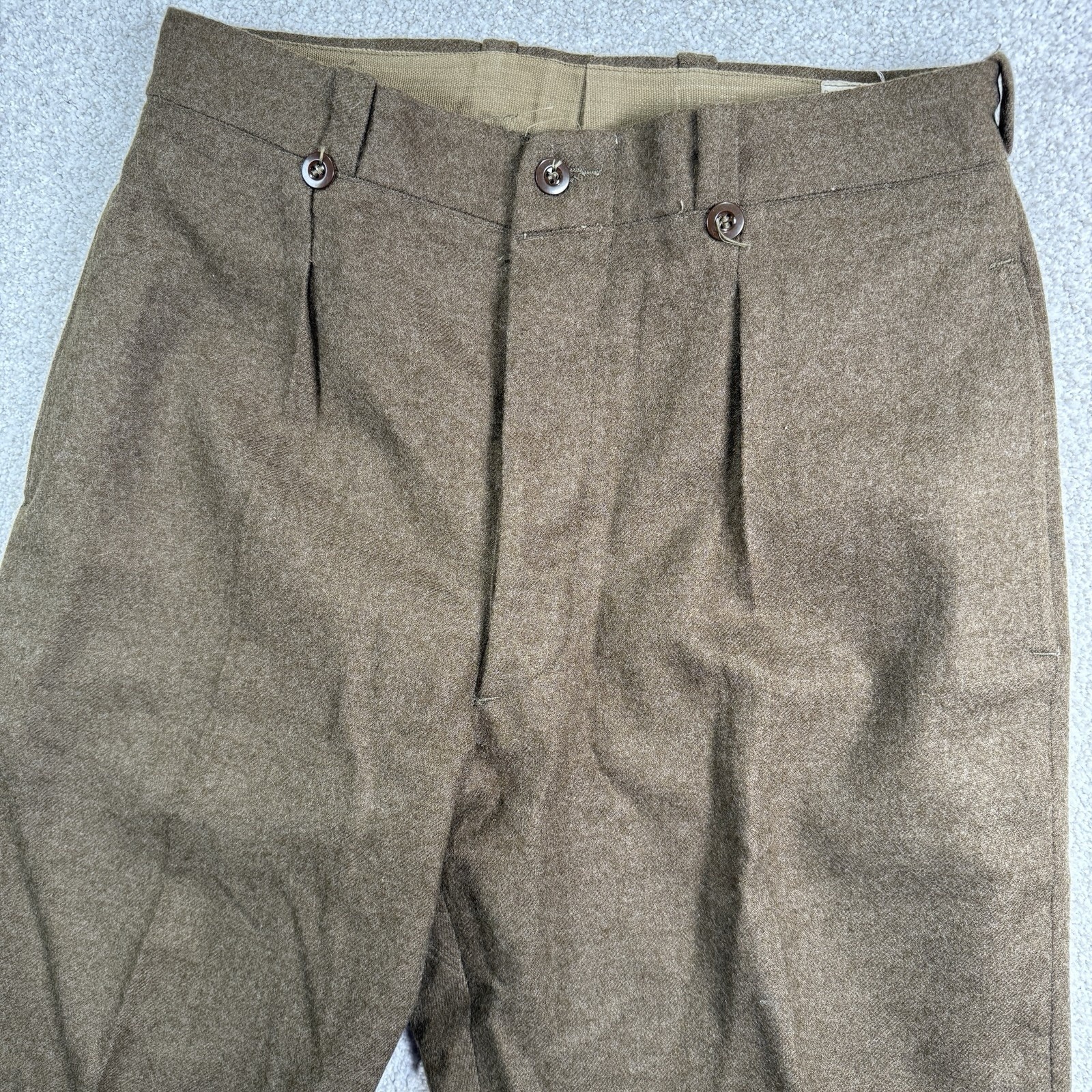 Vintage French Military Wool Trousers Pants Olive Drab 32x31  War Army