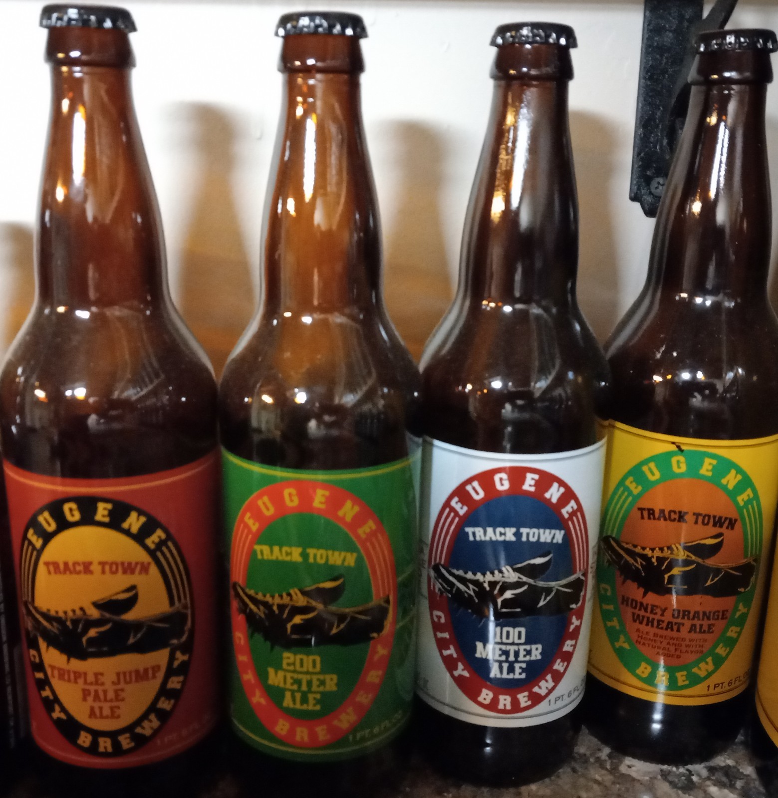 Lot of 4 Vintage Rogue Ales Eugene City Brewery Track Town 22oz Beer Bottle