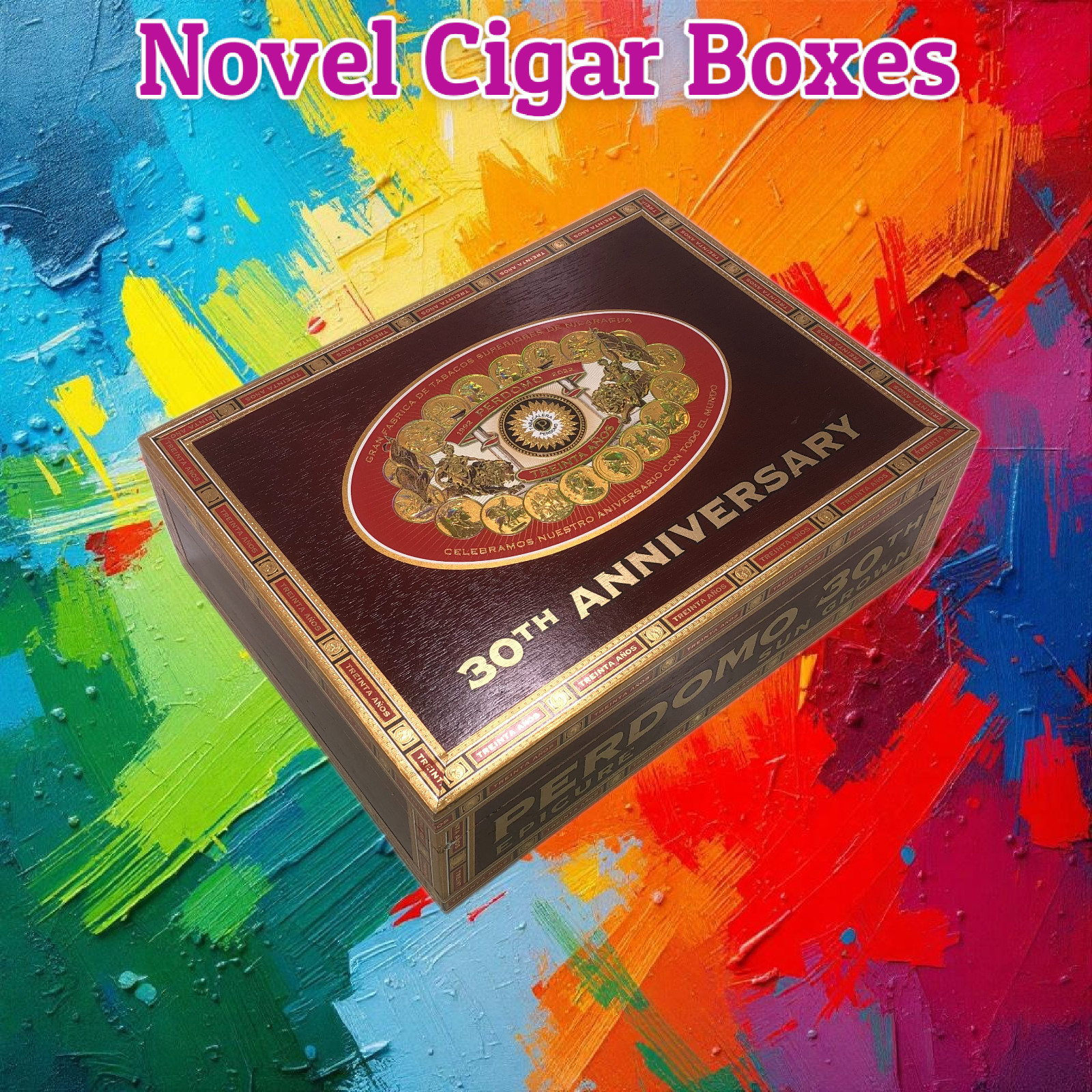 Perdomo 30th Sun Grown Epicure Empty Wooden Cigar Box 9.5x7.25x3