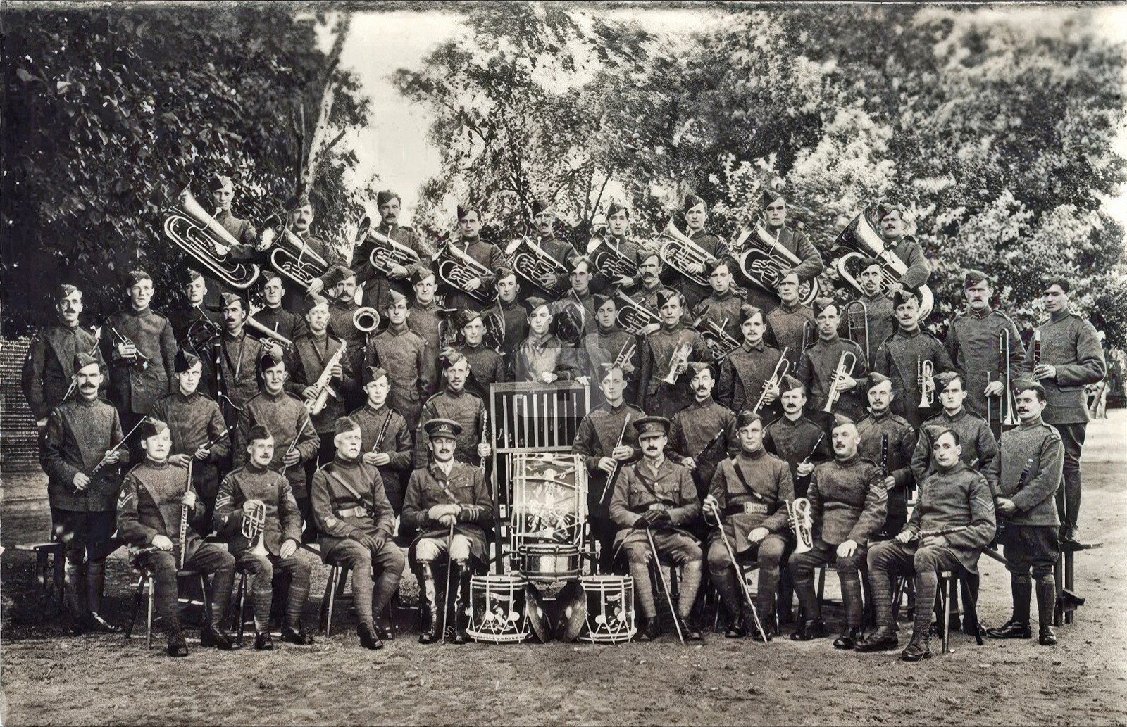 WW1 RFC Band bandsmen Royal Flying Corps musicians RPPC Photo Postcard COPY