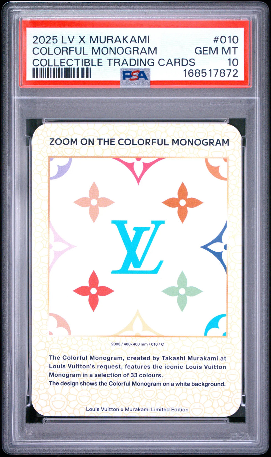 2025 Louis Vuitton X Murakami LV Trading Cards Colorful Monogram #010 PSA 10