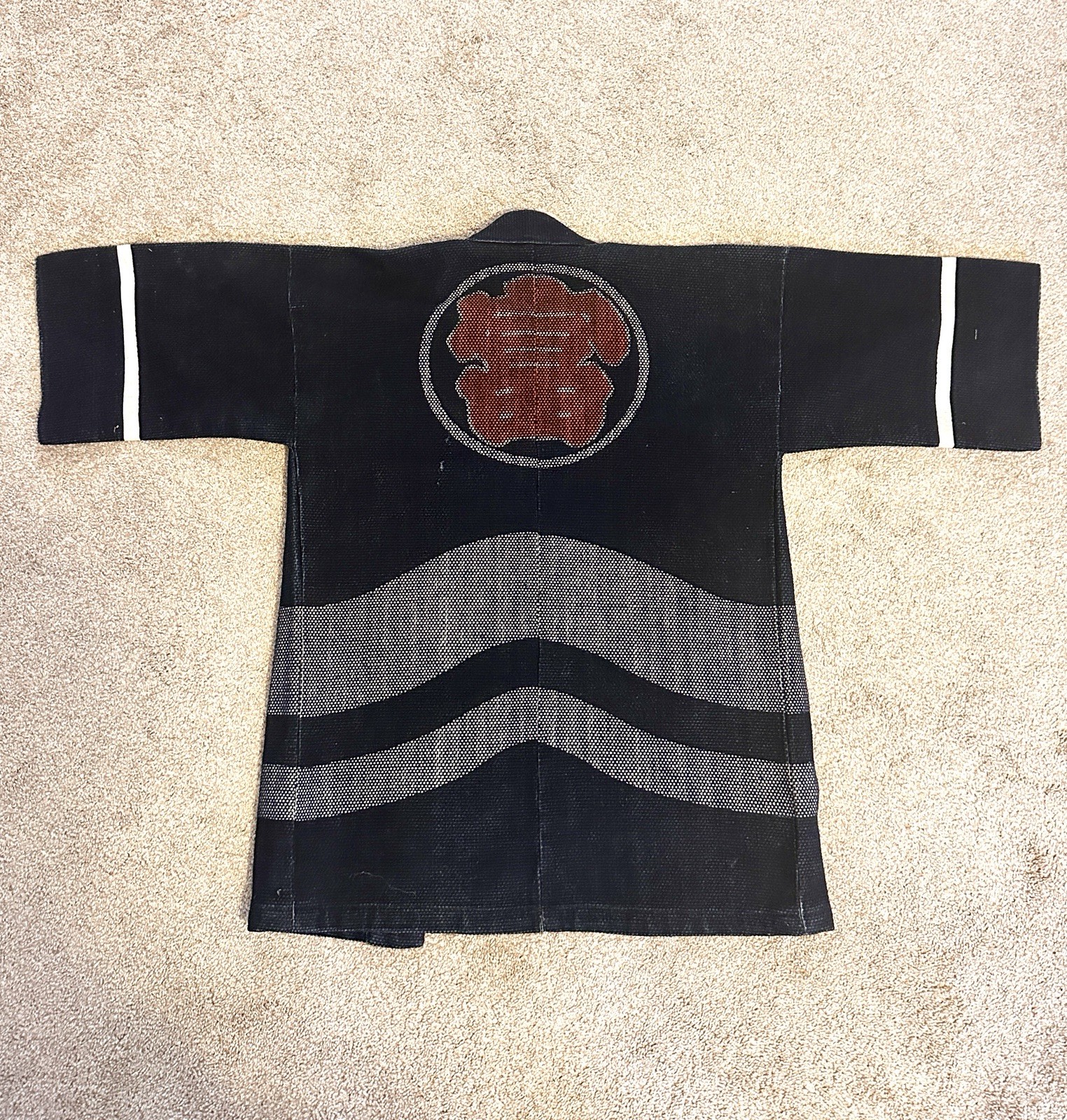 Vintage Japanese Indigo Dye Firefighter Happi Jacket Kimono Antique 1920s - 40s