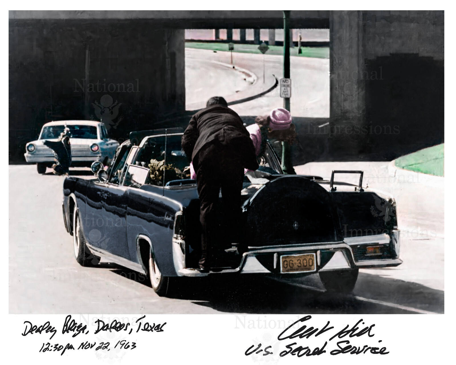 John F Kennedy assassination Dealey Plaza Clint Hill Signed 8x10 Photo Colorized