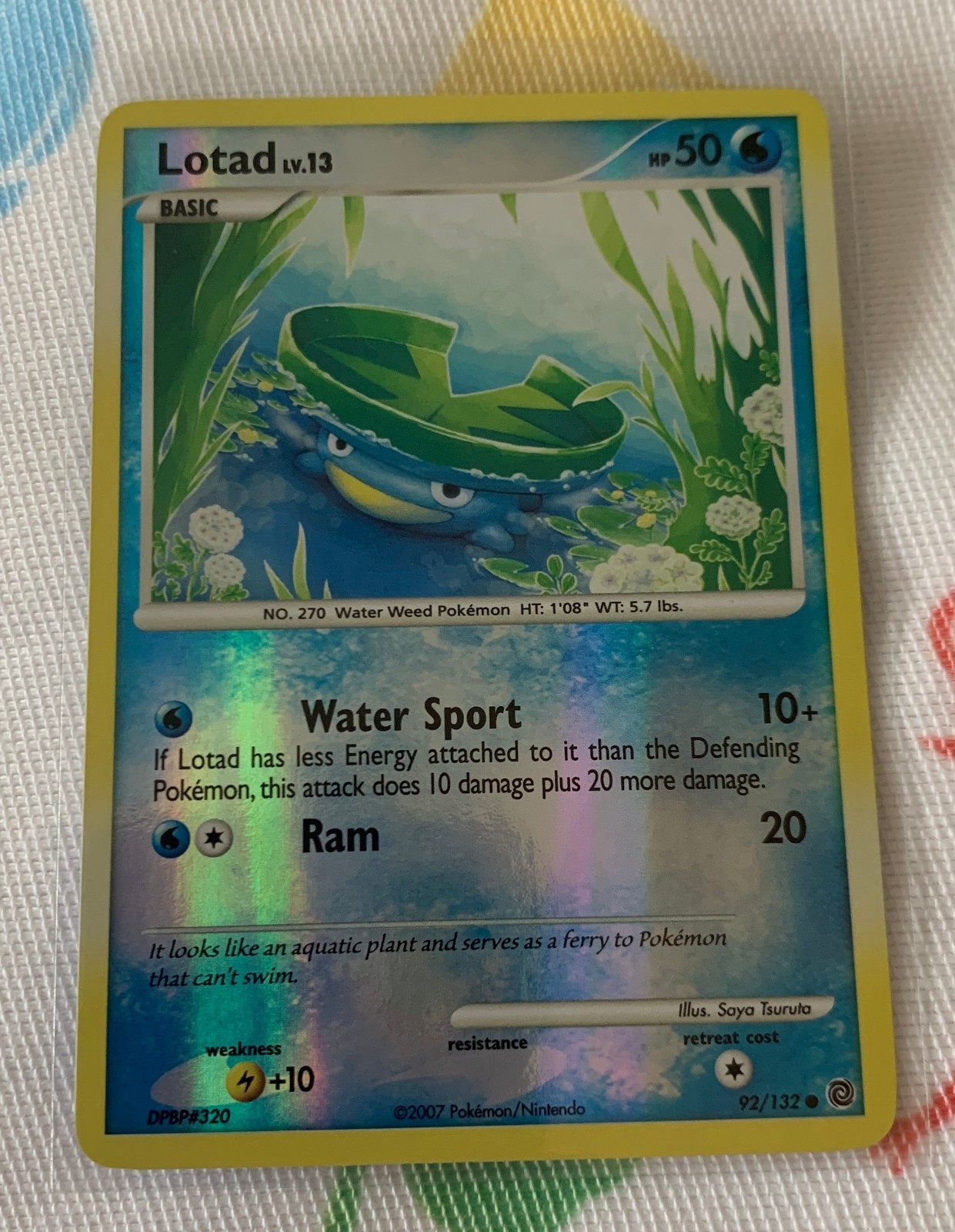 AUTHENTIC 2007 Pokémon Card Lotad Lv.13 Reverse Holo (Secret Wonders 92)
