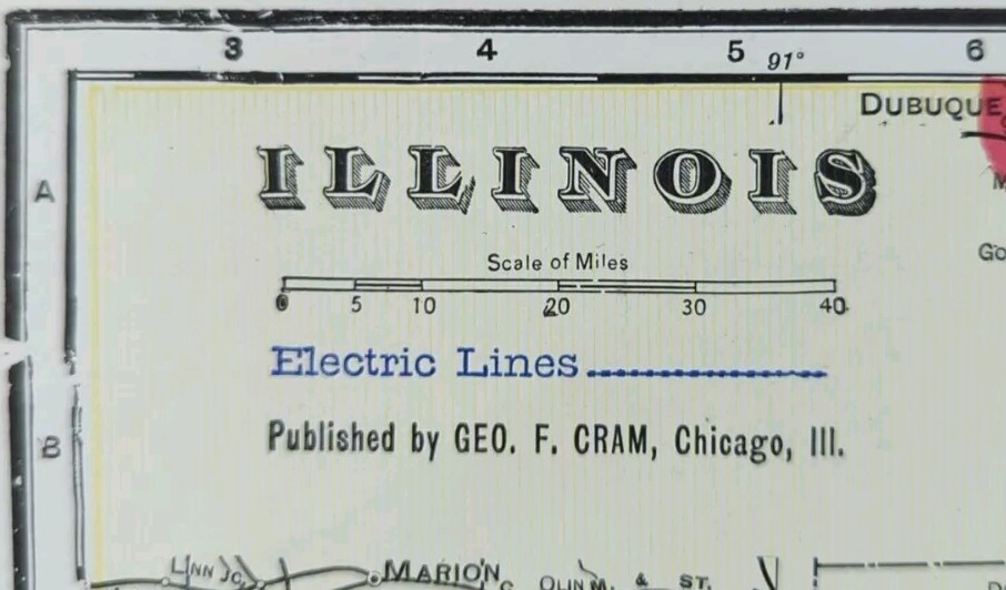 Vintage 1911 ILLINOIS Map 15