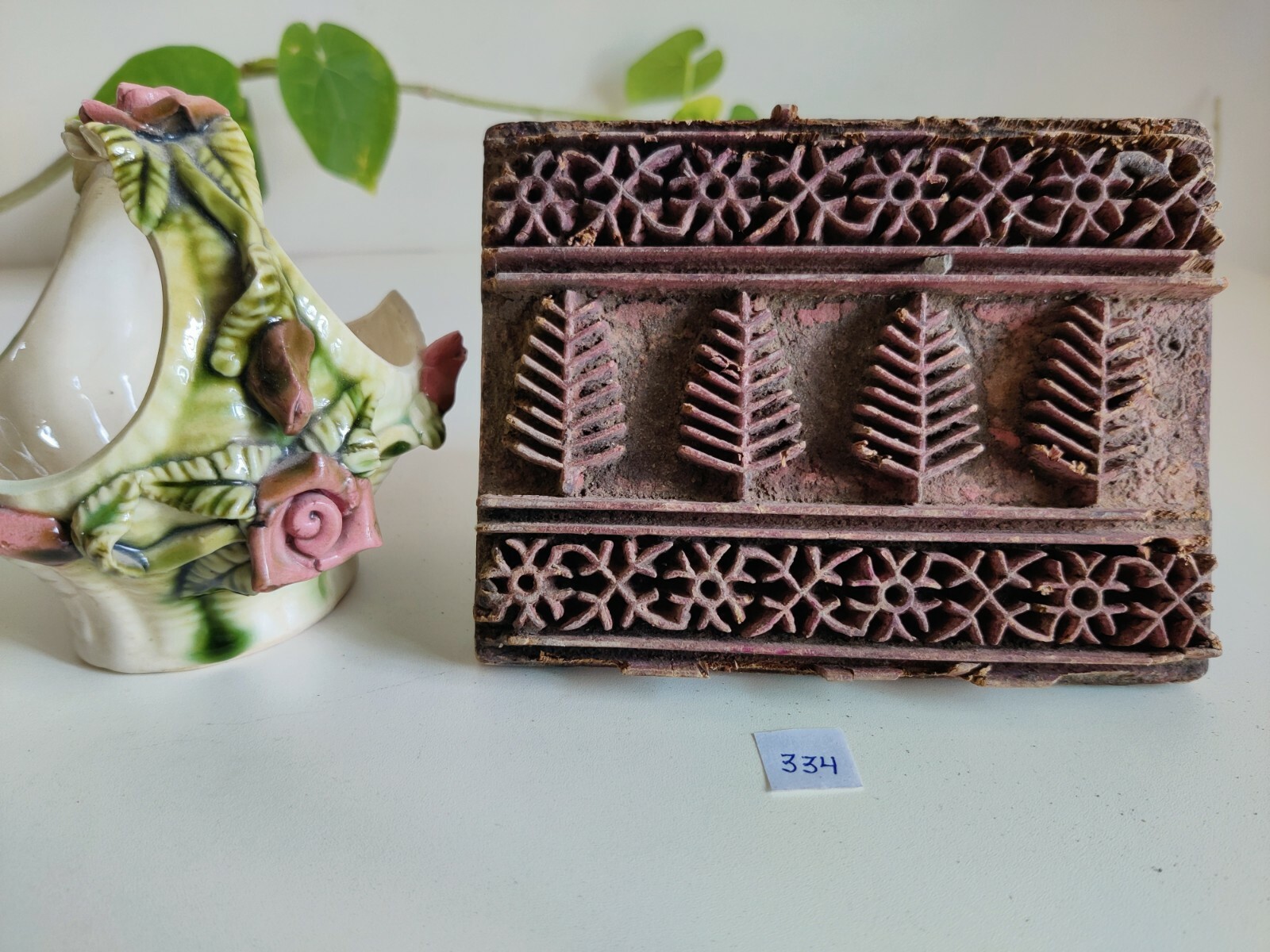 Vintage Primitive Handmade Textile Printing Block Wooden Stamp Decorative 334