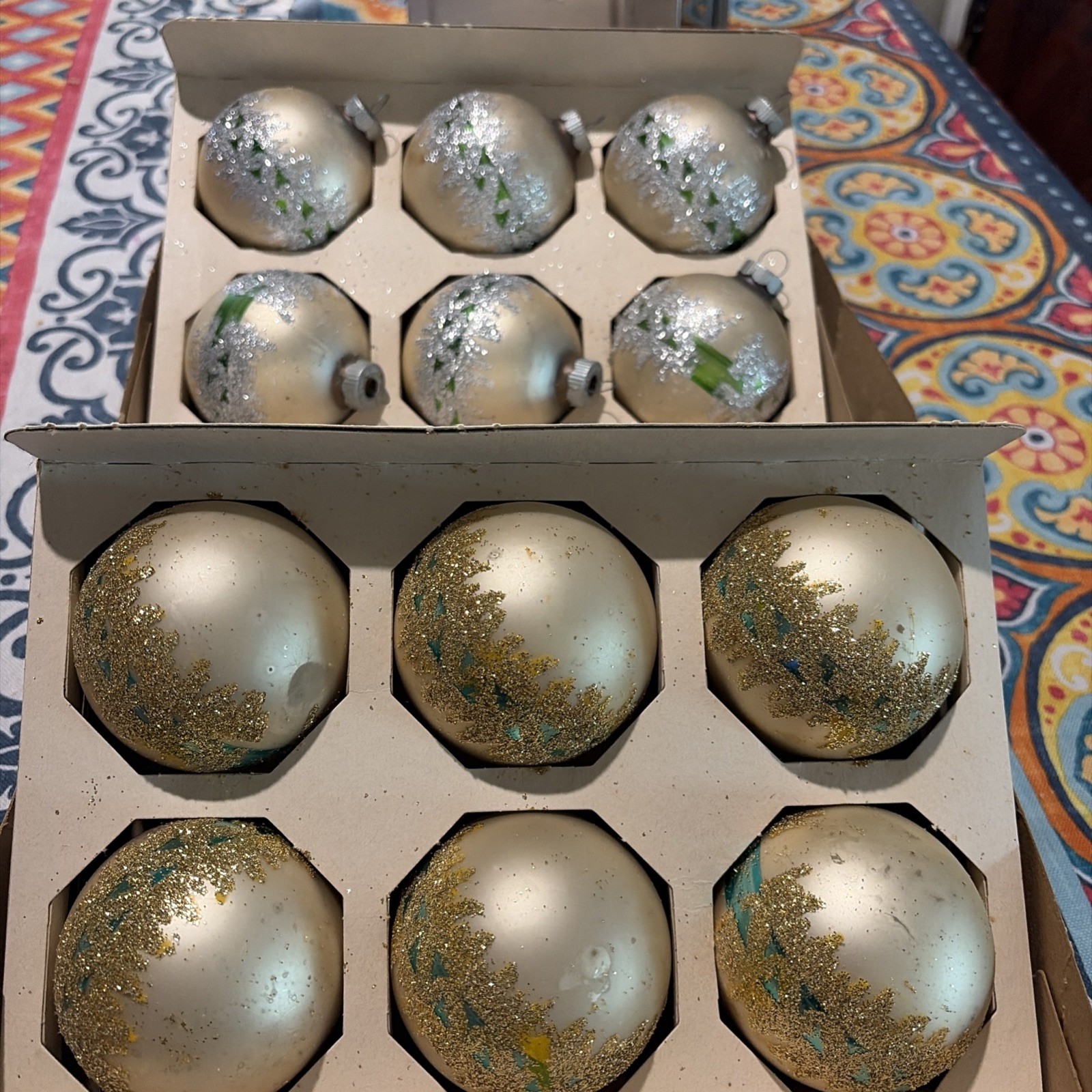 Vintage Lanissa Shiny Brite Round Medium Glass Christmas Ornaments GERMANY 12 Vintage Lanissa Shiny Brite Round Medium Glass Christmas Ornaments GERMANY 12