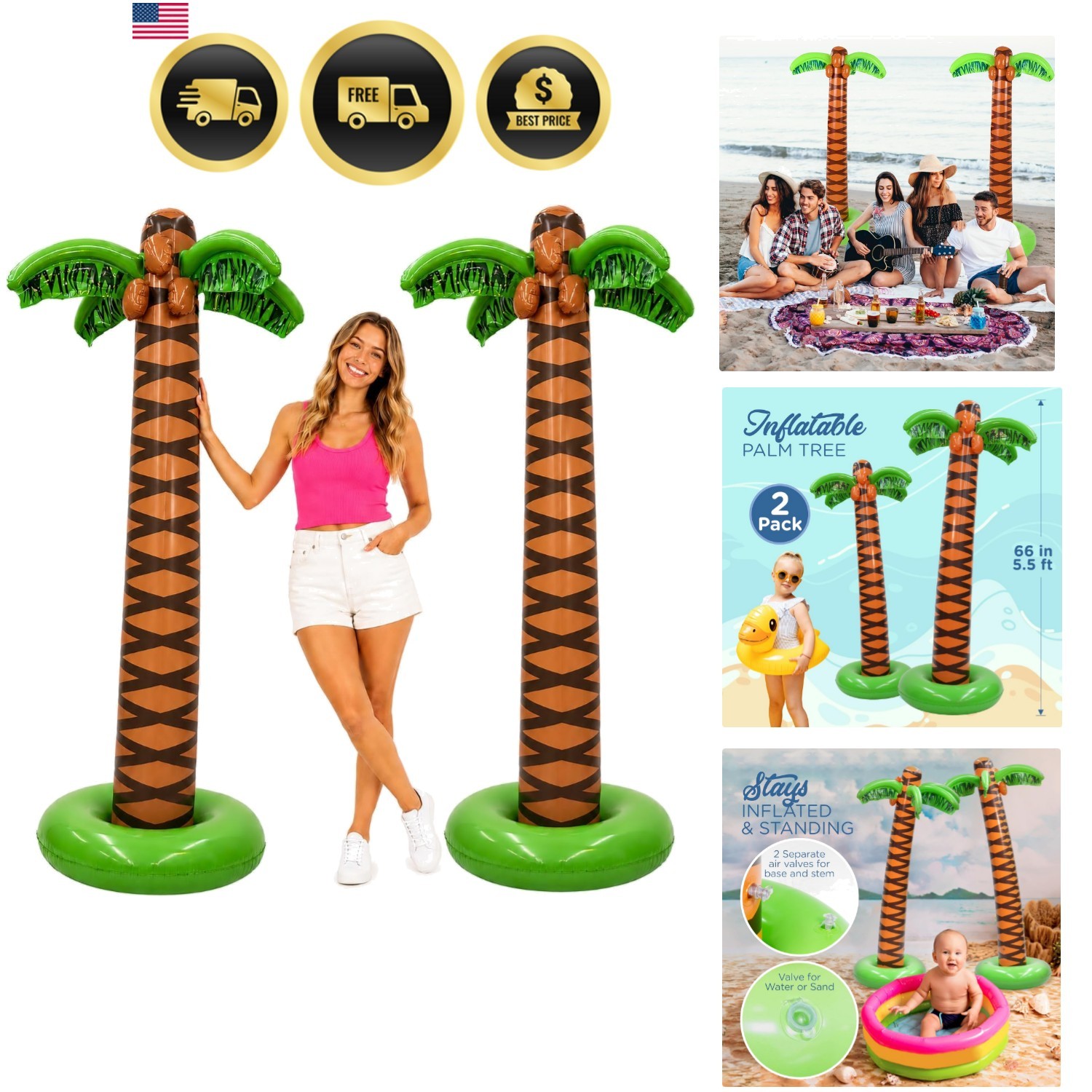 2 Pack Giant Inflatable Palm Trees 6 Ft Tall - Palm Tree Blow Up for Tropical... 2 Pack Giant Inflatable Palm Trees 6 Ft Tall - Palm Tree Blow Up for Tropical...