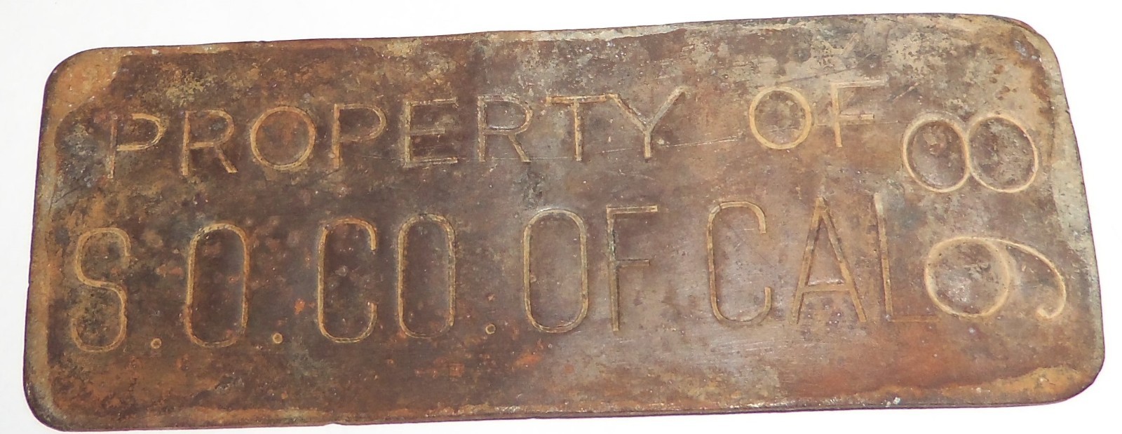 Antique Oil Gas Standard Oil S.O. Co. of Cal Steel Tag 1900-20s