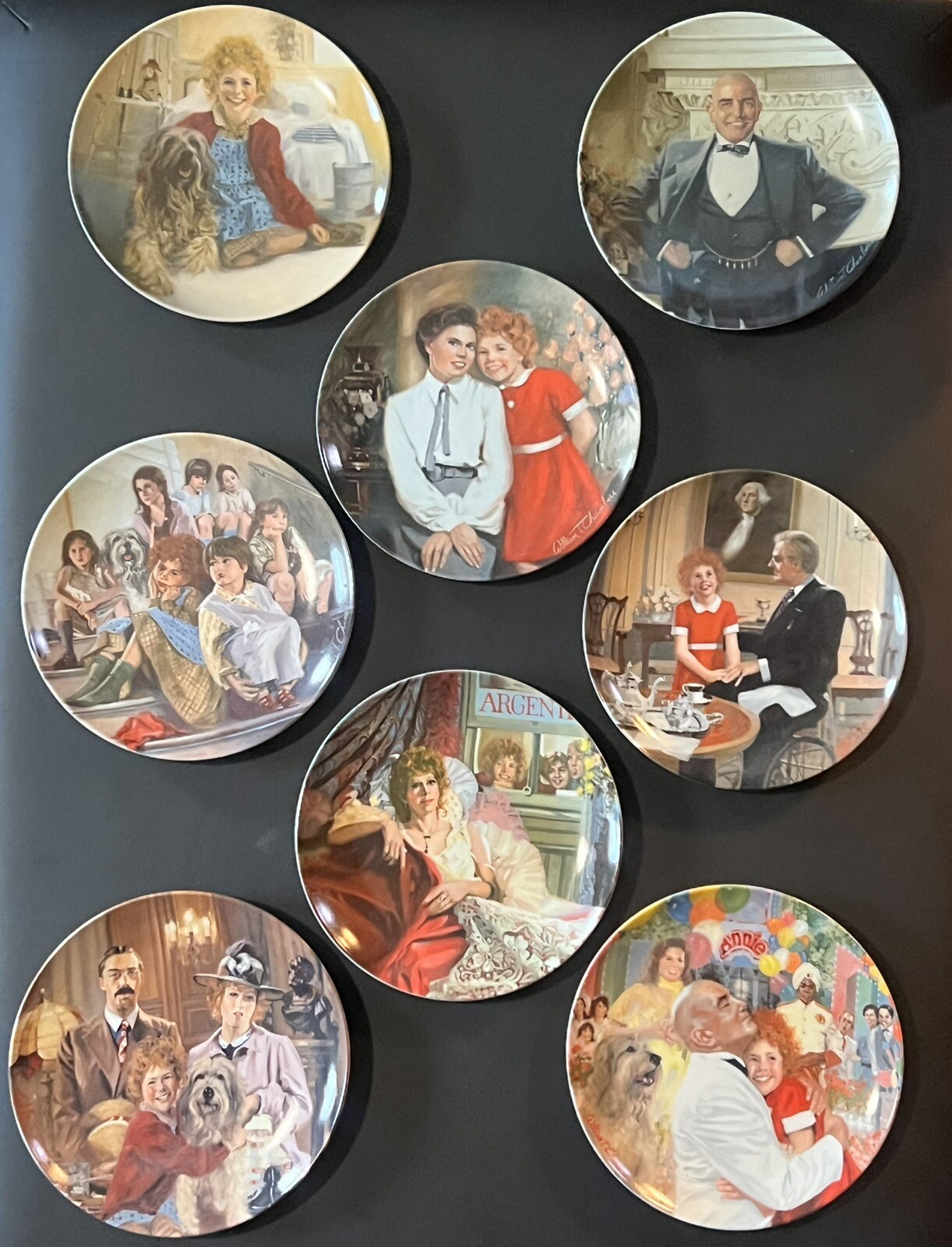 Edwin Knowles Annie Movie Collectors Plates - Complete Set of 8 In Boxes