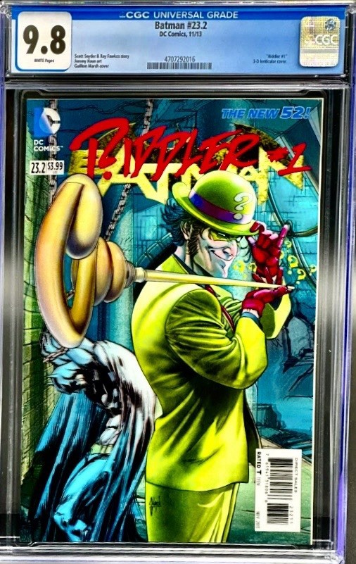 Batman #23.2 CGC 9.8 (2013) - March 3-D Lenticular Cover - Riddler JOKER 🃏