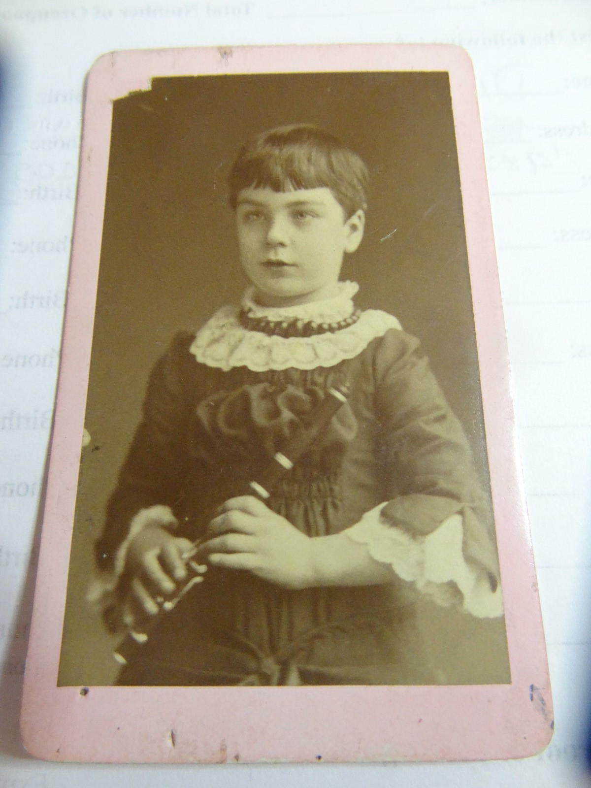 Young English  girl with flute, R. WALLS, Poole , 1886, albumen print cdv  $ 12