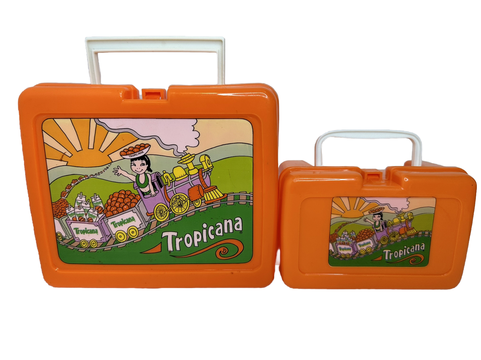 Vintage Tropicana Orange Juice Plastic Lunchbox w/ Sandwich Box Advertising