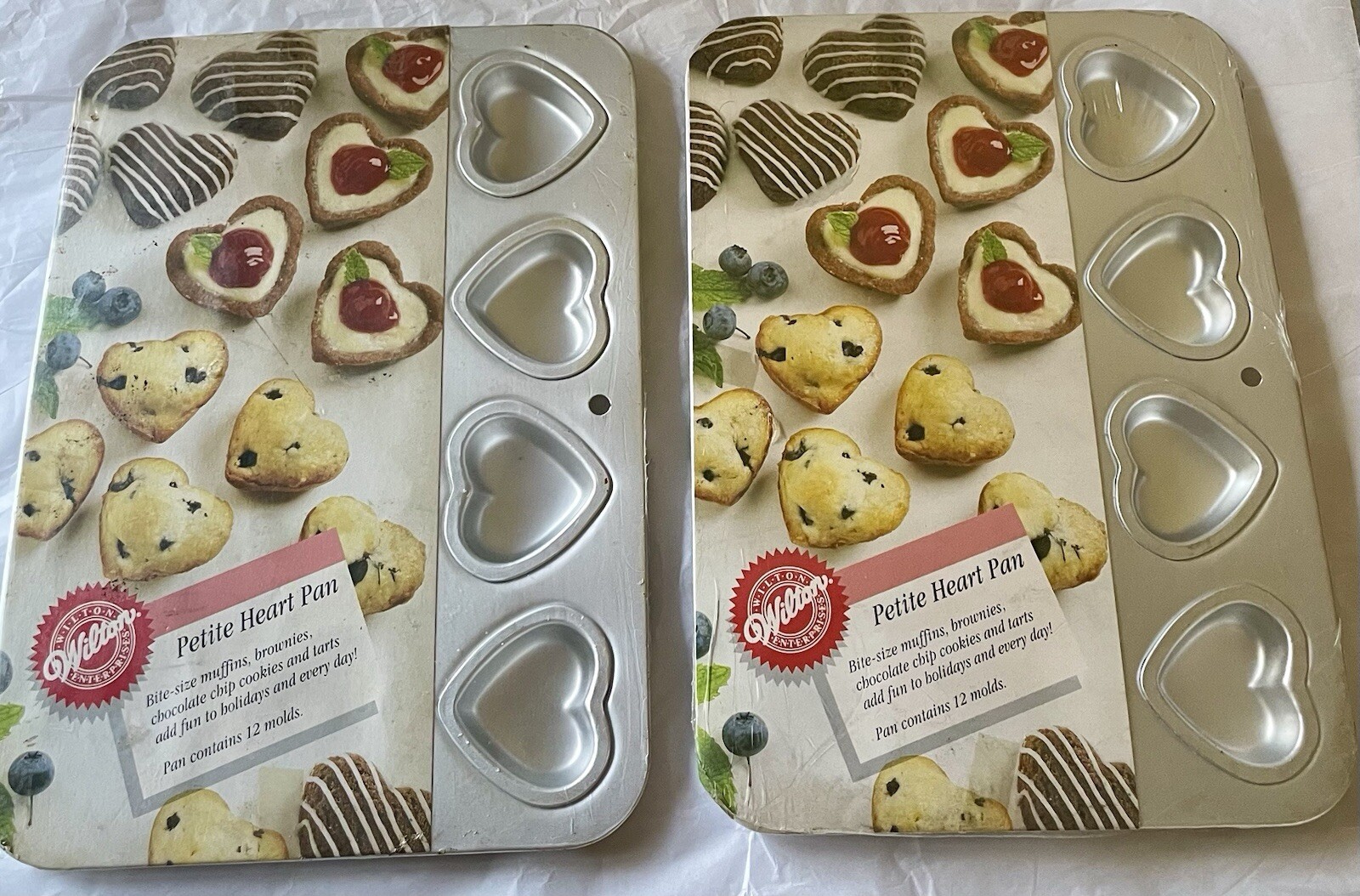 WILTON Petite Heart Pans Muffins Tarts Cake Pops Etc Makes 12 Each Lot Of 2 Pans WILTON Petite Heart Pans Muffins Tarts Cake Pops Etc Makes 12 Each Lot Of 2 Pans
