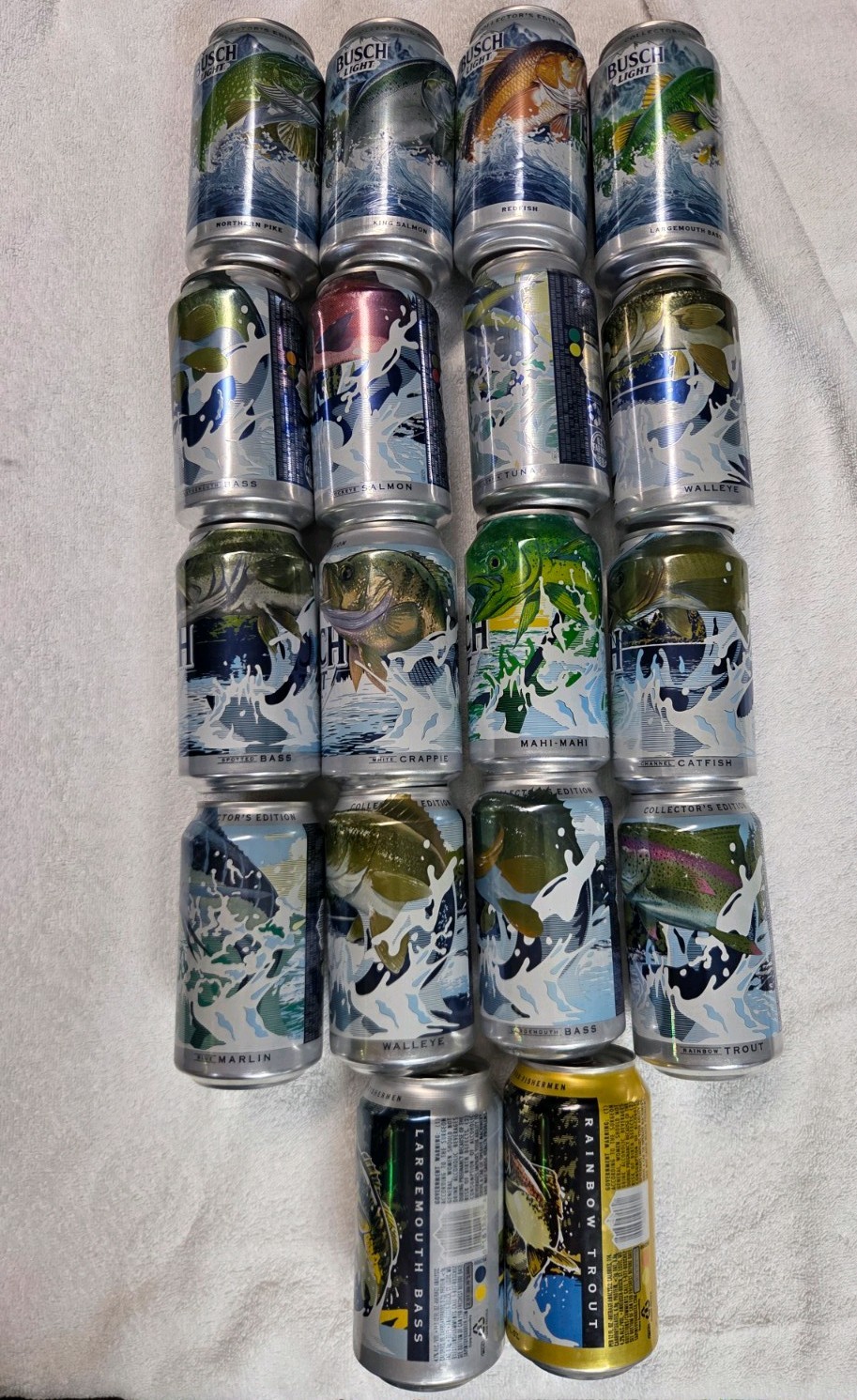 Busch Light 2022 2023 2024 2025 2026 Limited Edition FISH Empty Beer Cans (18) 