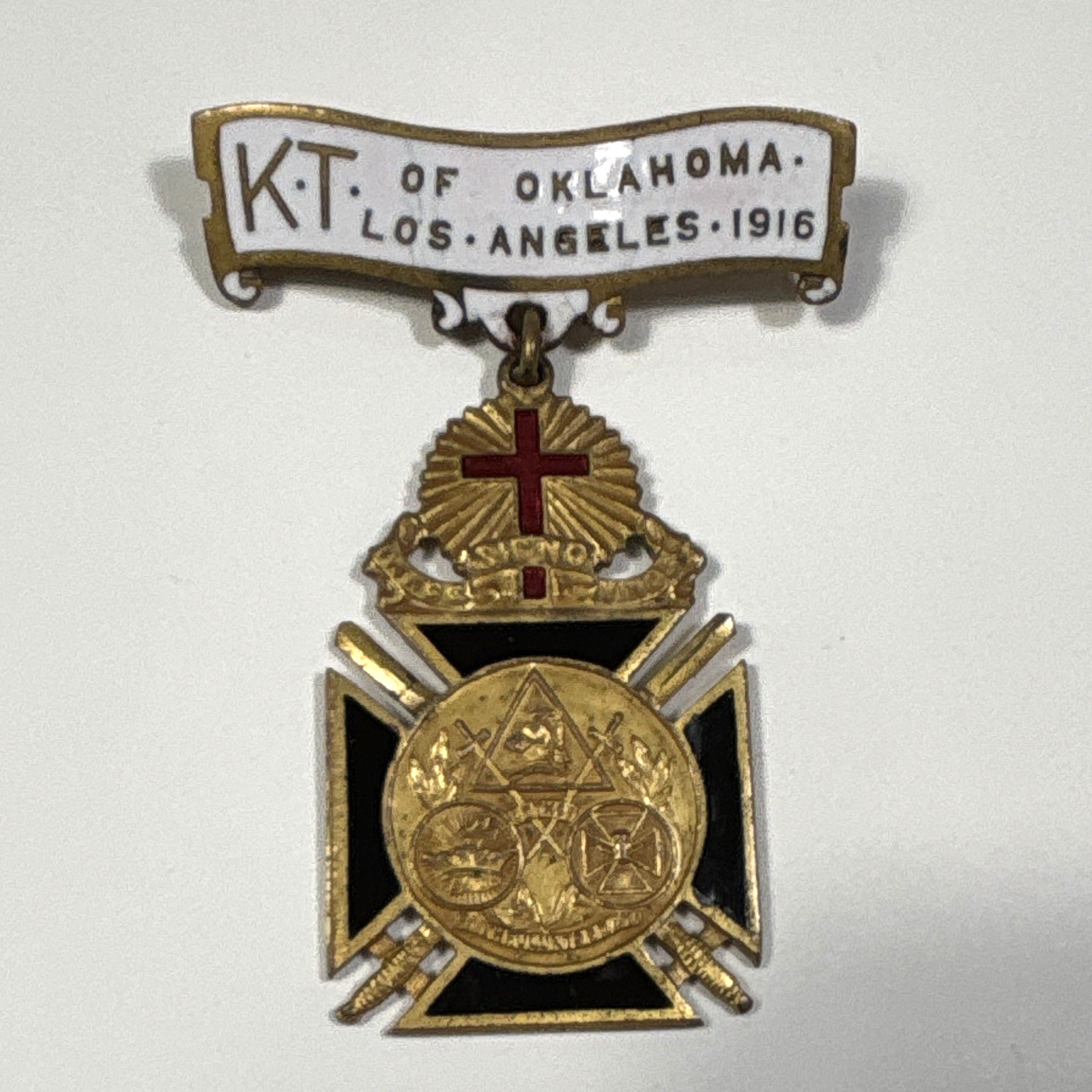 Vintage 1916 Knights Templar Medal Los Angeles CA. Brass 2-5/8\