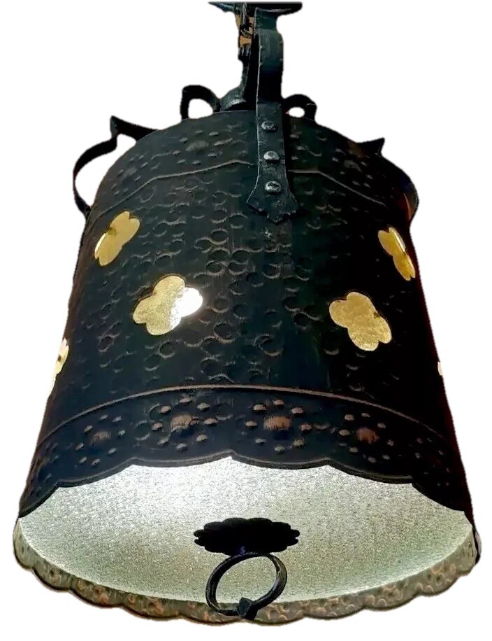 Vintage 1960’s Gothic Mission Tudor Medieval LARGE Hanging Barrel Light Fixture