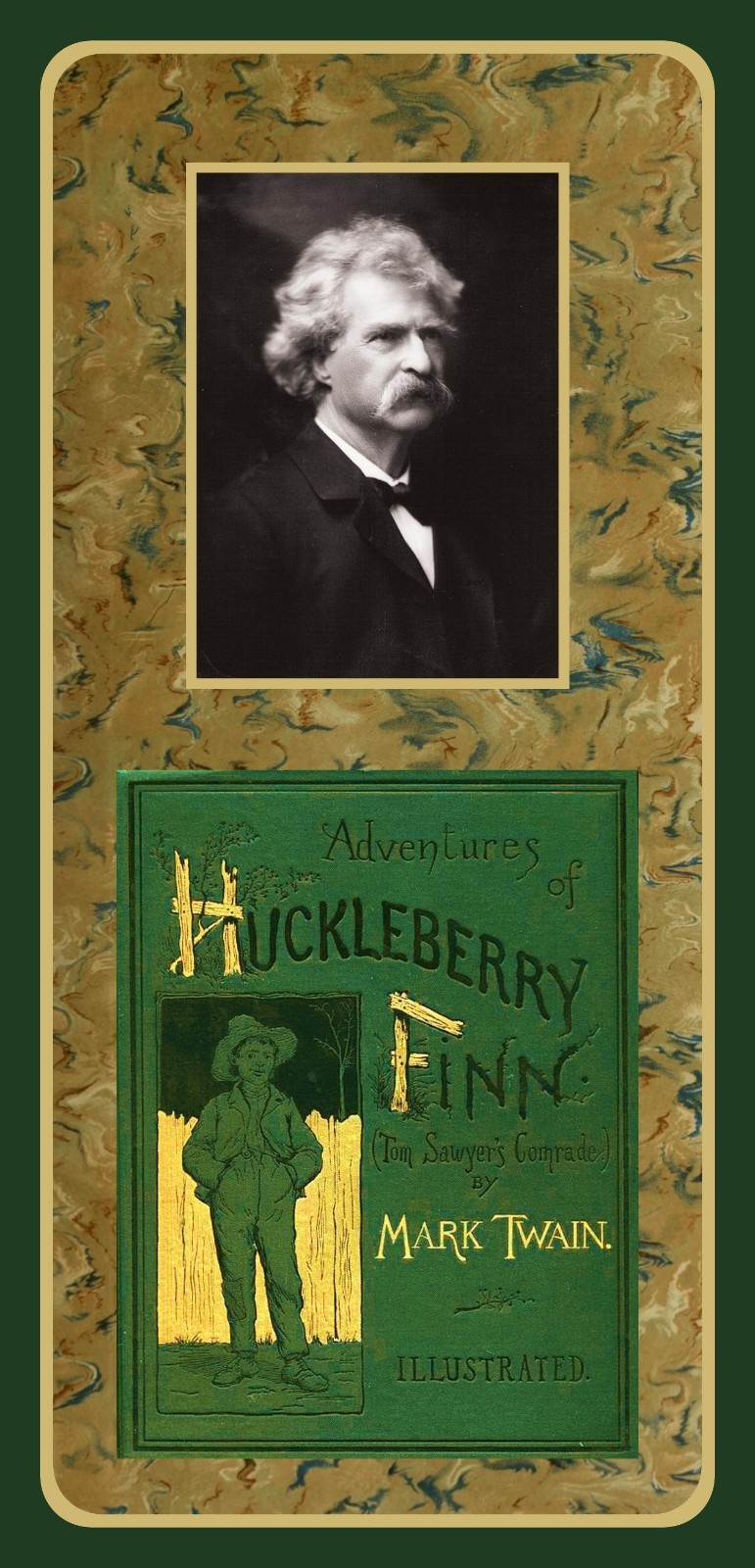 Book Lovers LAMINATED Bookmark - MARK TWAIN Huckleberry Finn 1885 Book Image