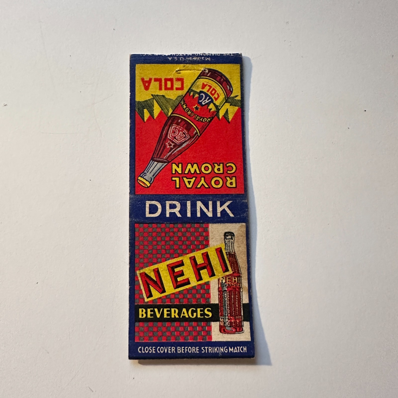 Royal Crown Cola NEHI Beverages Vintage Matchbook Cover 5MB126-2