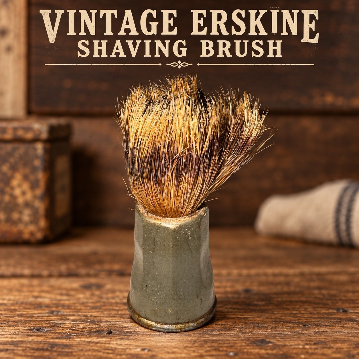 Vintage Erskine 3103 Shaving Brush Set in Rubber Sterilized Barber Display
