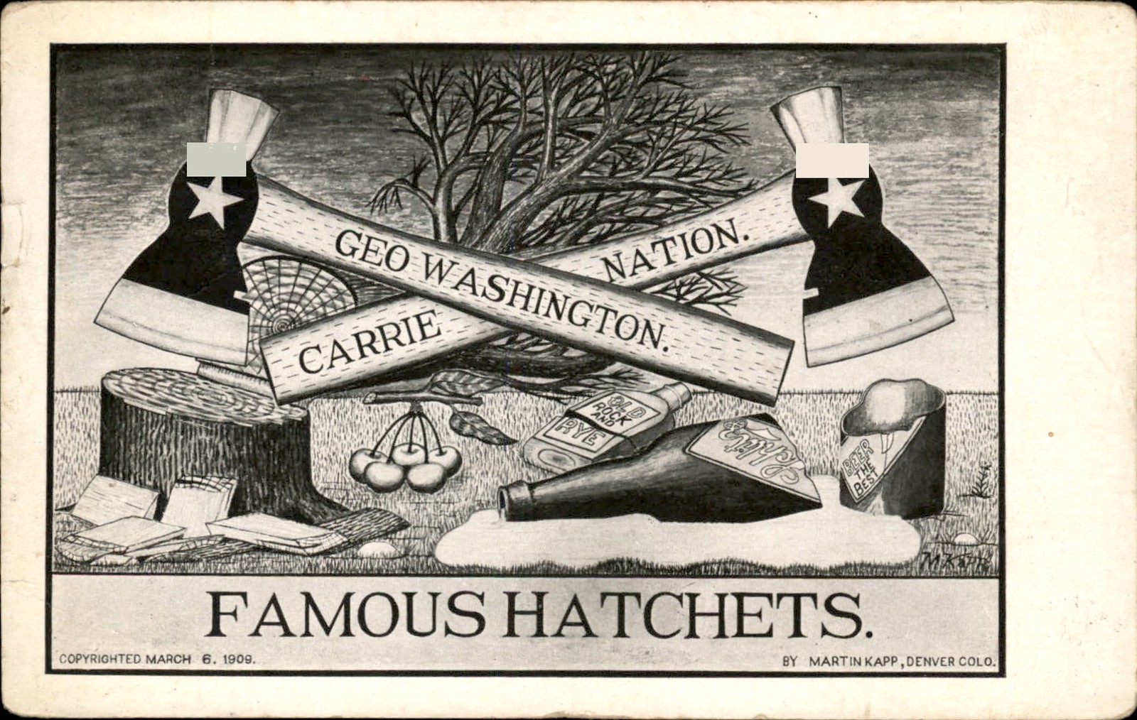 Carrie Nation George Washington Prohibition Anti-Saloon VERY RARE Postcard bhn