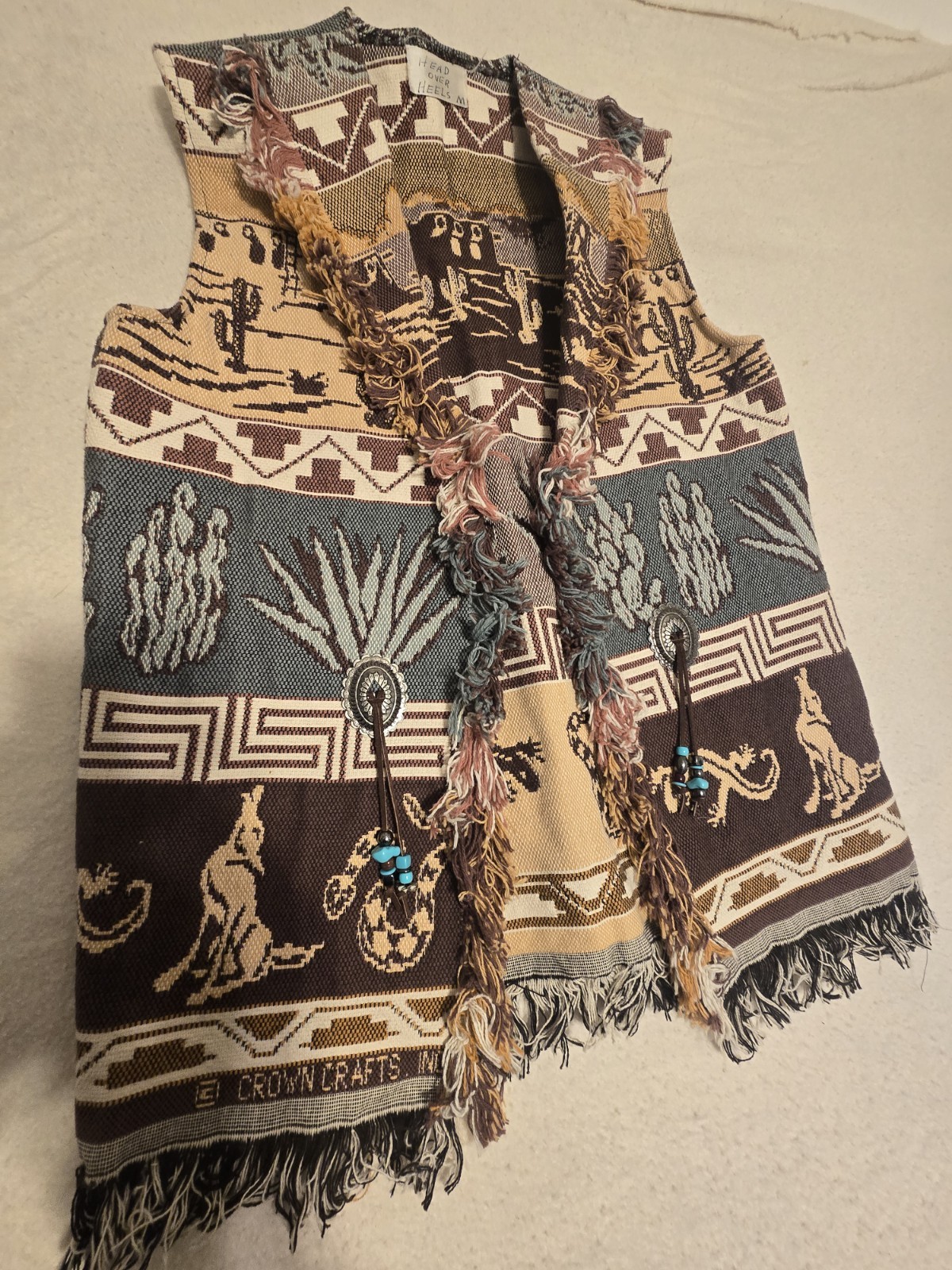1960s vintage southwest navajo blanket vest handmade woven RARE MUSEUM PIECE