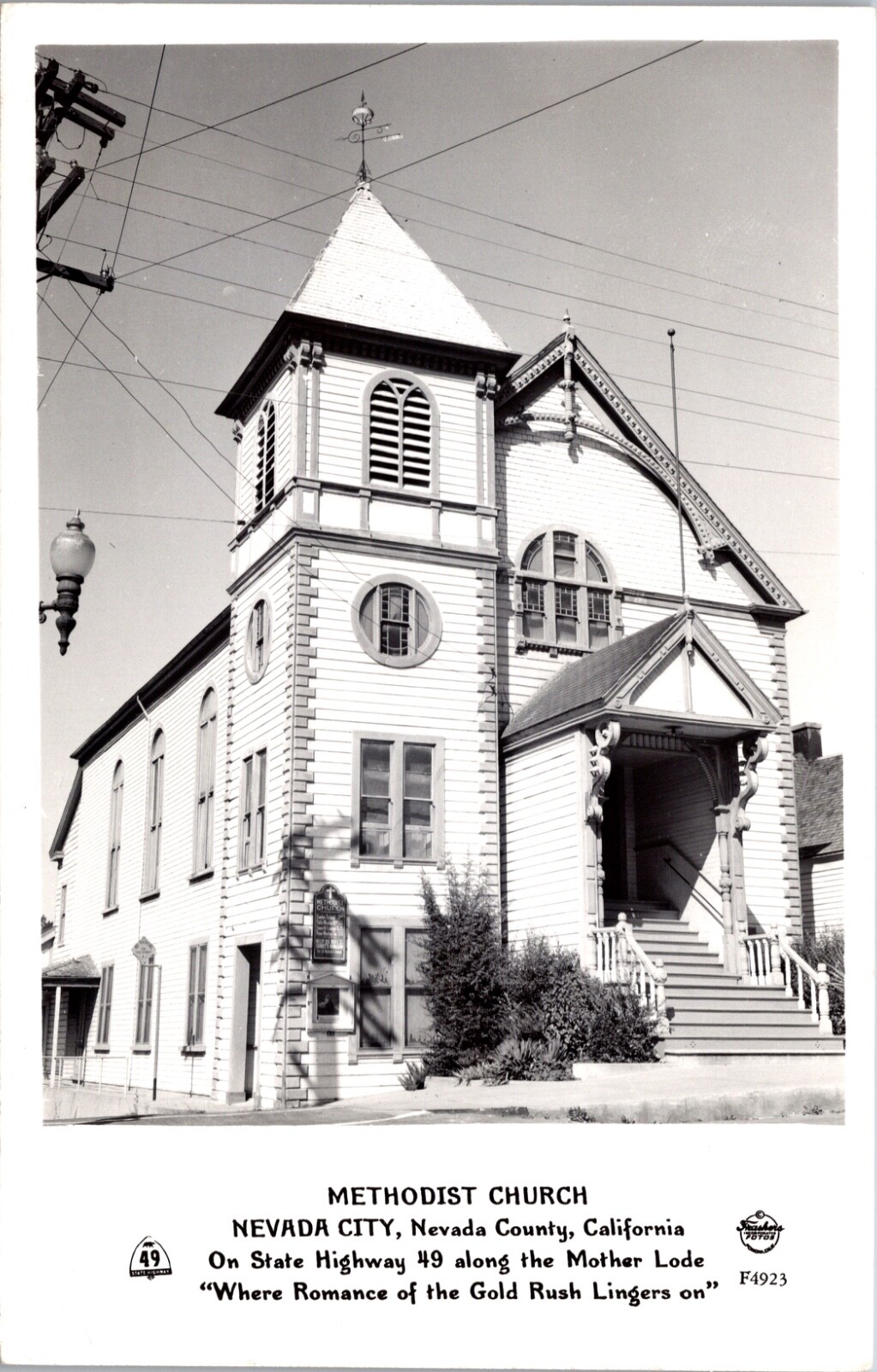 Frashers Fotos RPPC Methodist Church State Highway 49 Nevada City, California
