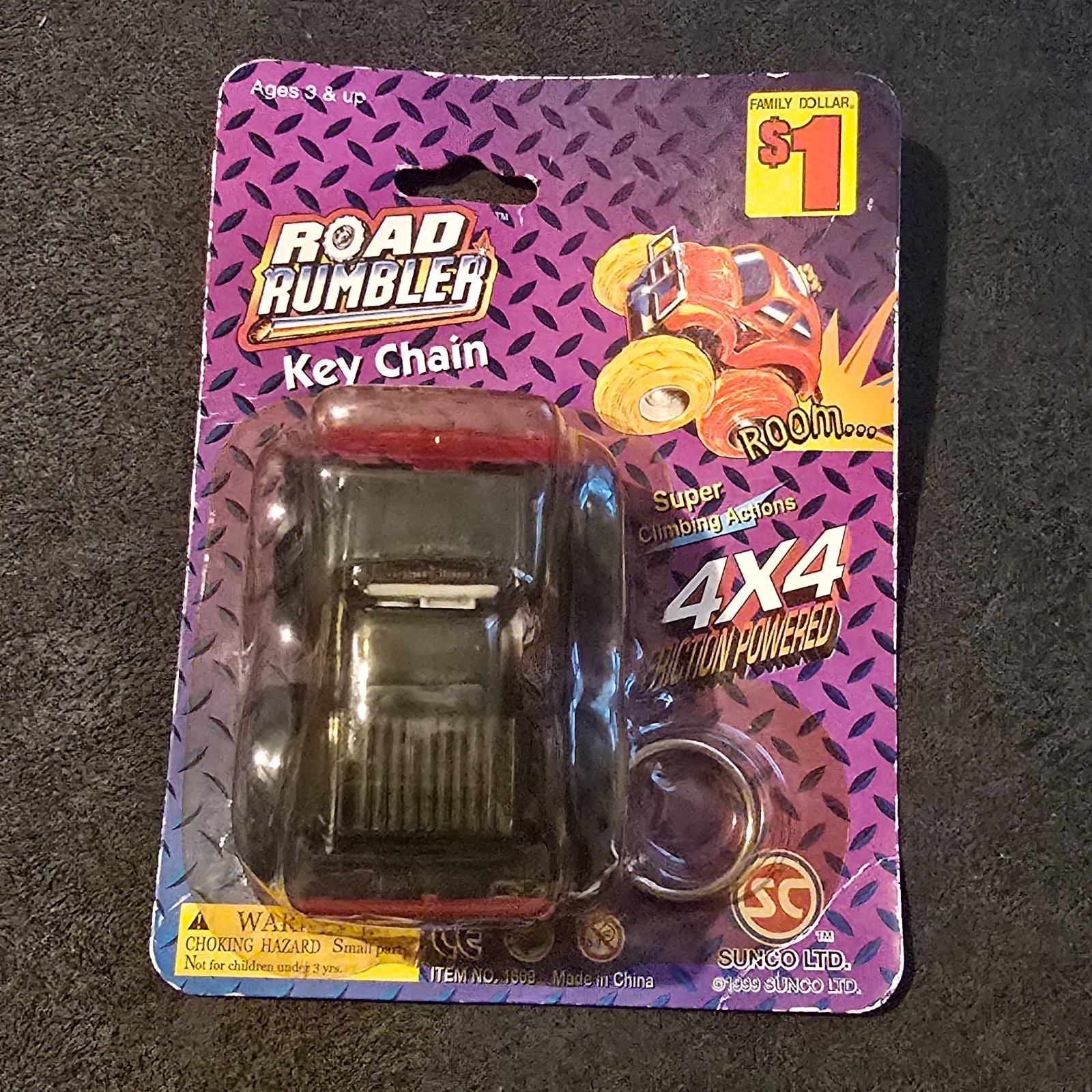 Vintage 90s Sunco Road Rumbler 4x4 Key Chain Toy Car NOS Sealed