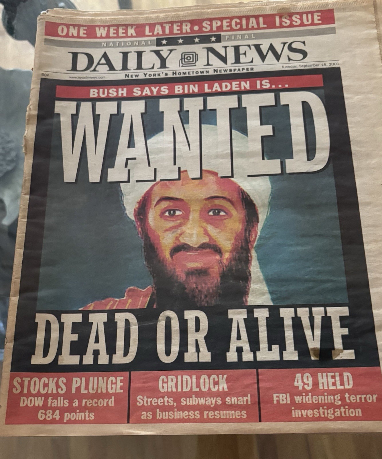 Historical Newspapers 9/11 DailyNews N.Y. Historical Newspapers 9/11 DailyNews N.Y.