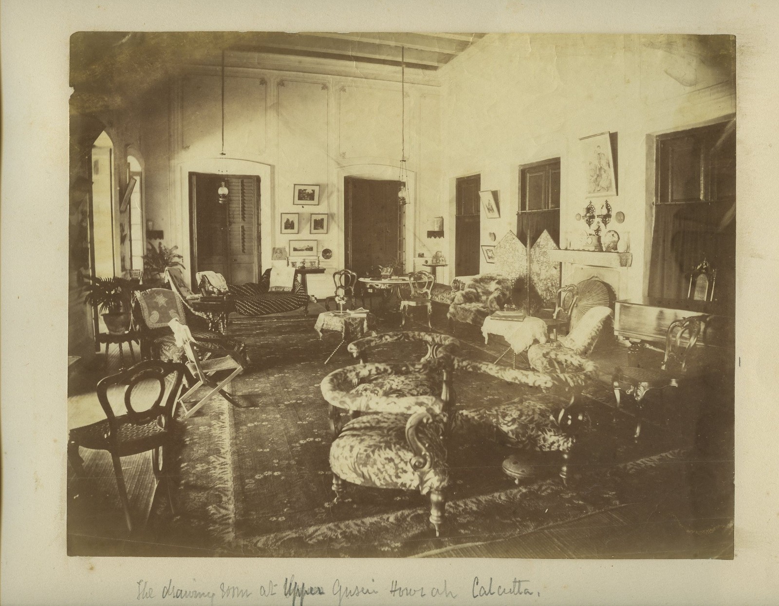 Drawing Room Interior Upper Guseri Howrah Calcutta India c1880s VTG Photo