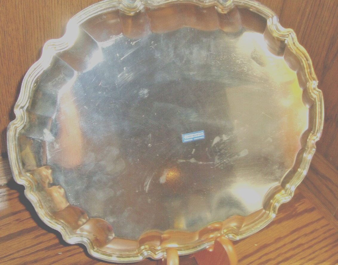 Vtg Oval Scalloped Edge International Silver Co Silver Plate Serving Tray 599 Vtg Oval Scalloped Edge International Silver Co Silver Plate Serving Tray 599