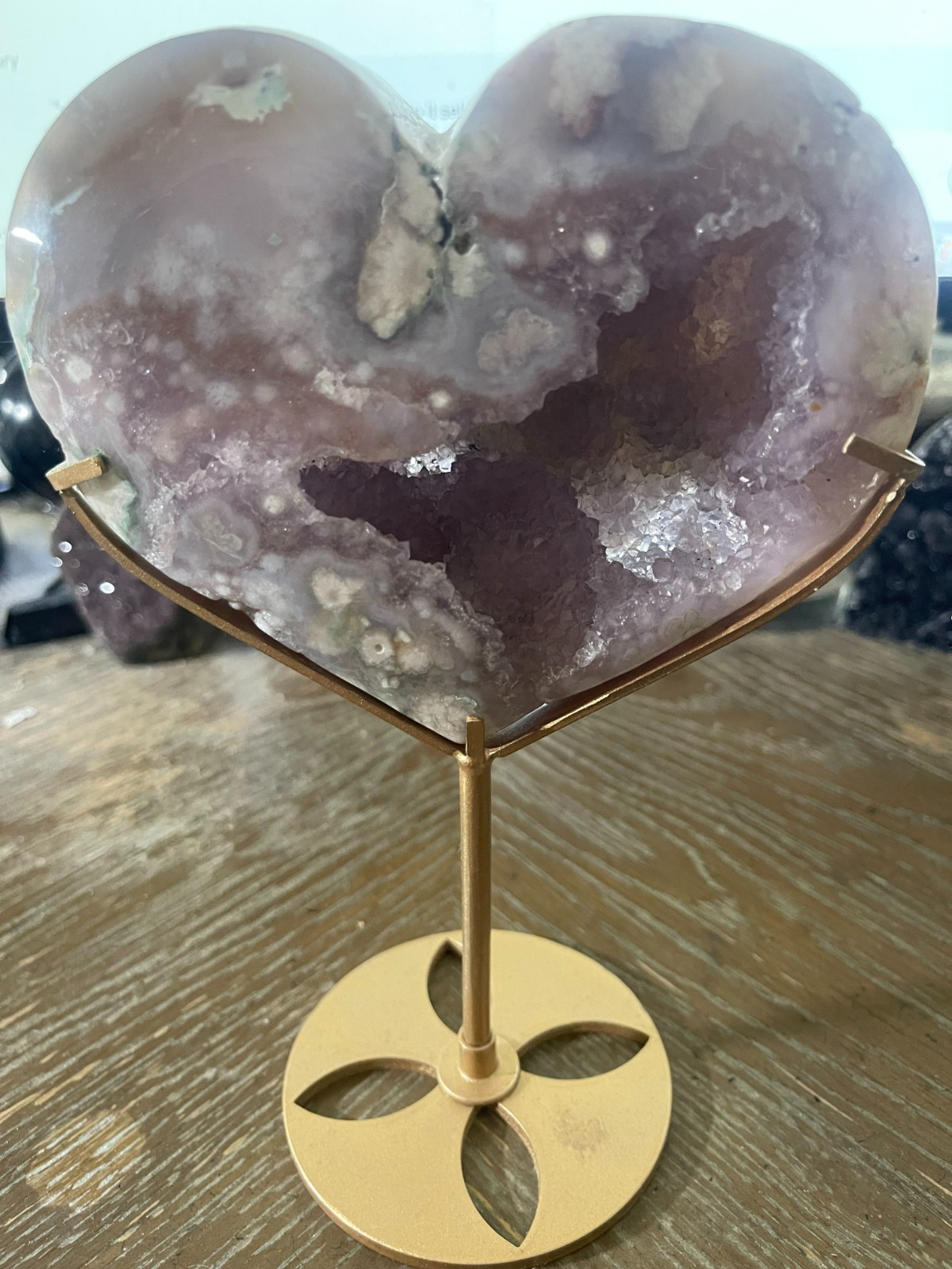 Large Pink Amethyst Heart on stand from Brazil Beautiful Large Pink Amethyst Heart on stand from Brazil Beautiful