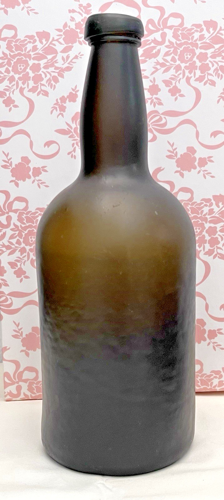 Antique 1790's Free Blown Black Pirate Glass Ale Rum Wine Bottle Applied Lip